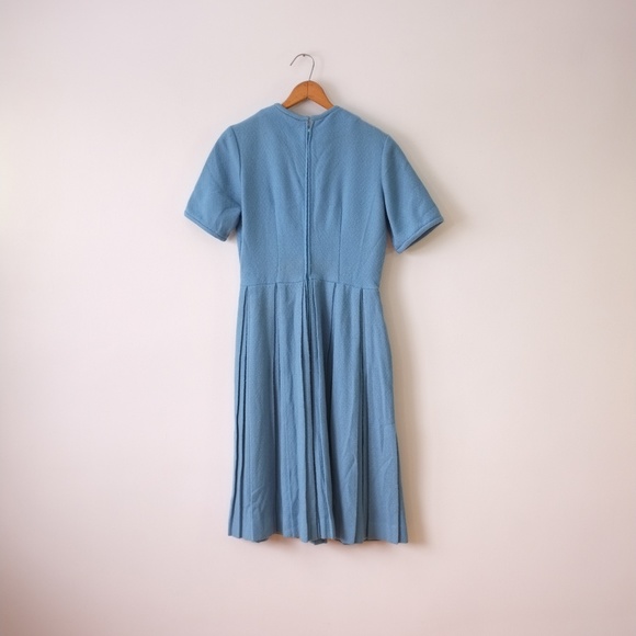 vintage blue wool knit dress | 1950s blue dress - Picture 15 of 15